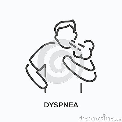 Cothing man line icon. Vector outline illustration person with lung problems . Astma patient Vector Illustration