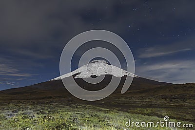 Cotopaxi volcano at night Stock Photo