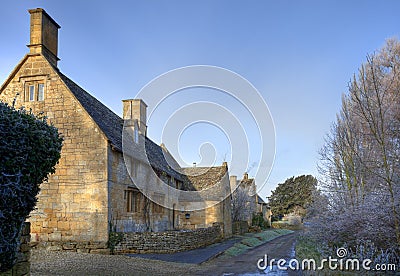 Cotswold cottages in winter Stock Photo