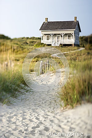 Cottage on Beach Stock Photo