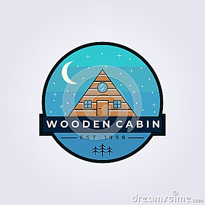 Cottage cabin lodge logo vector illustration design sticker poster label template simple color design Vector Illustration