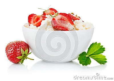 Cottage cheese with berry strawberry Stock Photo