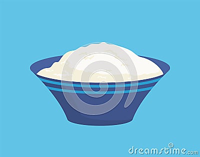 Cottage Cheese in Bowl Icon Vector Illustration Vector Illustration