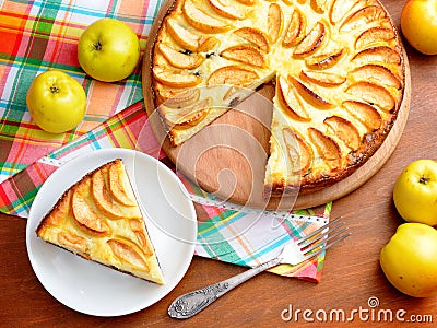 Cottage cheese casserole with apples. Stock Photo