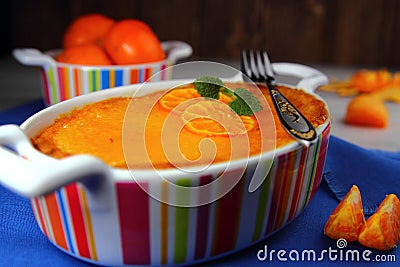 Cottage cheese-citrus pudding Stock Photo