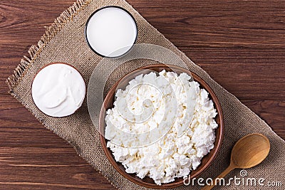 Cottage cheese with milk Stock Photo