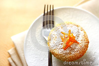 Cottage cheese muffin with orange zest Stock Photo
