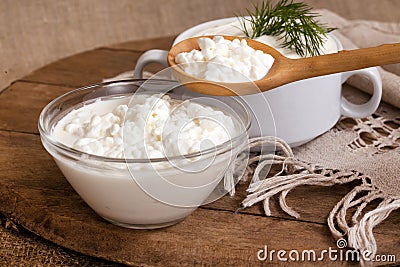 Cottage cheese in a plate Stock Photo