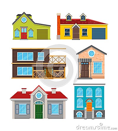 Cottage house flat vector icons Vector Illustration