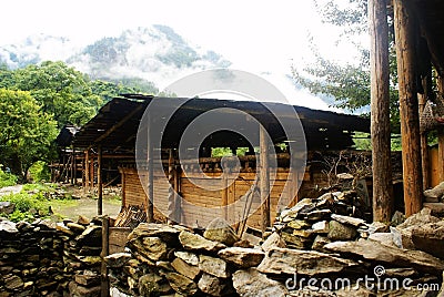 Cottage of the Lisu nationality Stock Photo