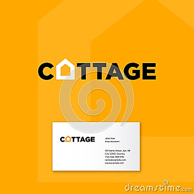 Cottage logo. Building and construction icon. Real estate emblem. Letters and O letter like silhouette of house. Vector Illustration