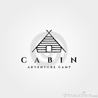 cottage logo line art cabin vector illustration design Vector Illustration