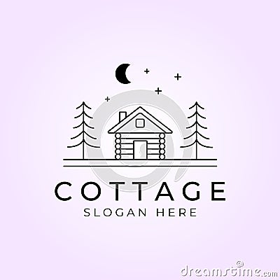 cottage logo vector minimalist line art design Vector Illustration