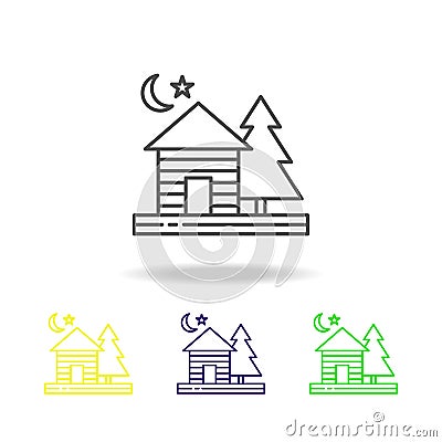 Cottage, night, moon,star,tree colored icon. Can be used for web, logo, mobile app, UI, UX Stock Photo