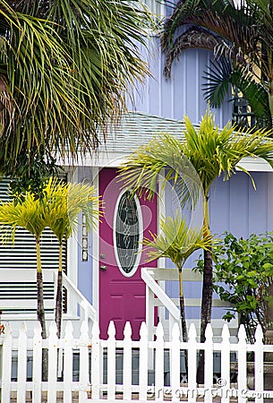 Cottage with pink door Stock Photo