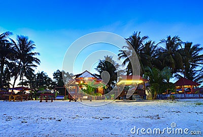 Cottage For Rent near Beach singkep Island Indonesia Stock Photo