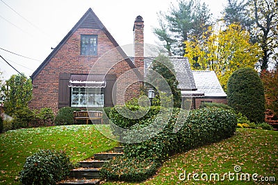 Cottage Style Brick Home Stock Photo