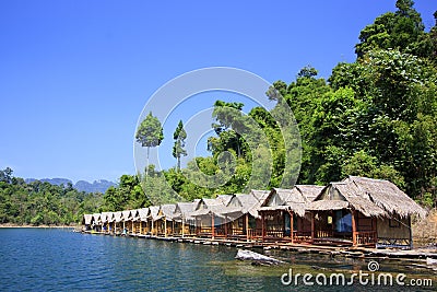 Cottage style riverside resort Stock Photo