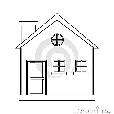 Cottage wooden chimney exterior outline Vector Illustration