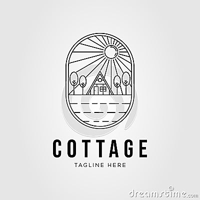 cottage and wooden house or lodge logo vector illustration design Vector Illustration