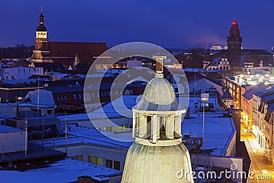 Cottbus architecture at night Stock Photo