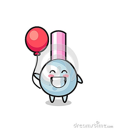 Cotton bud mascot illustration is playing balloon Vector Illustration