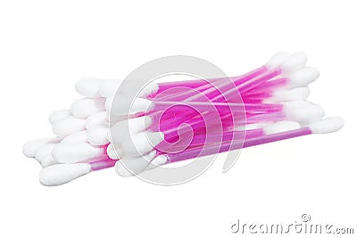 Cotton buds isolated on white background. Stock Photo