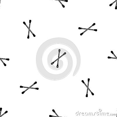 Cotton buds pattern seamless black Vector Illustration