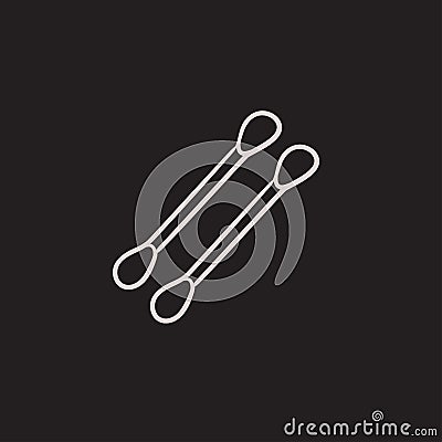 Cotton buds sketch icon. Vector Illustration