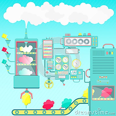 Cotton candy factory Vector Illustration