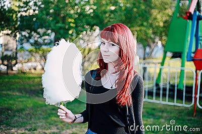 Cotton candy girl Park Stock Photo