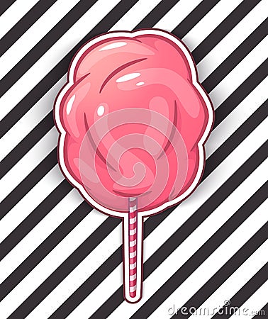 Cotton candy isolated illustration handmade. Cartoon Illustration