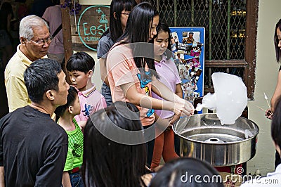 Cotton candy making Editorial Stock Photo