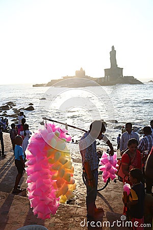 A candy seller selling cotton candy Editorial Stock Photo