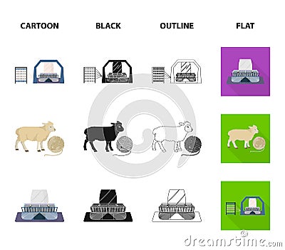 Cotton, coil, thread, pest, and other web icon in cartoon,black,outline,flat style. Textiles, industry, gear icons in Vector Illustration