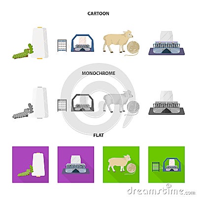 Cotton, coil, thread, pest, and other web icon in cartoon,flat,monochrome style. Textiles, industry, gear icons in set Vector Illustration