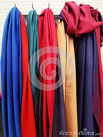 Cotton colored scarves for women Stock Photo