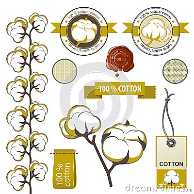 Cotton emblems Vector Illustration