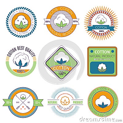 Cotton emblems. Vector Illustration