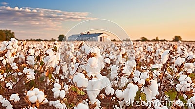 Cotton fields ready for harvesting, Generative AI Stock Photo