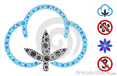 Cotton Flower Mosaic of Covid Virus Elements Stock Photo
