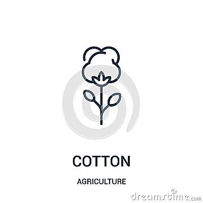 cotton icon vector from agriculture collection. Thin line cotton outline icon vector illustration. Linear symbol for use on web Vector Illustration