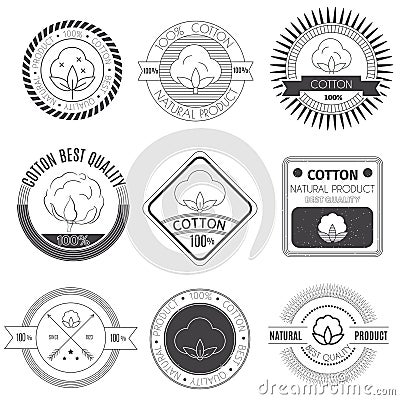 Cotton icons set. Vector Illustration