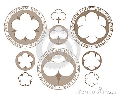 Cotton. labels and icons on white background Vector Illustration