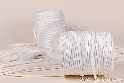 Cotton macrame cord used for DIY decoration object Stock Photo