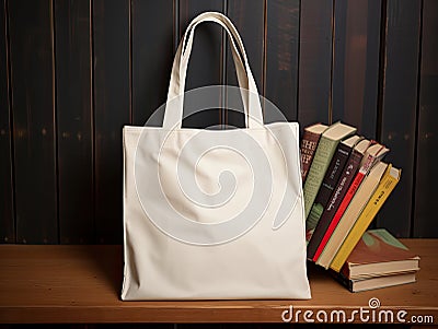 Cotton Mockup tote bag white with no design Stock Photo