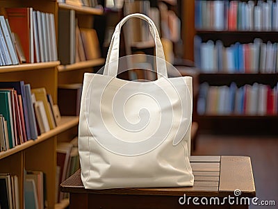 Cotton Mockup tote bag white with no design Stock Photo