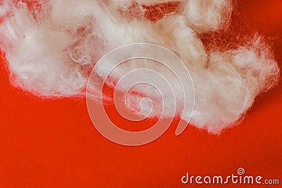 Cotton raw material on isolated red background Stock Photo