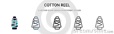 Cotton reel icon in filled, thin line, outline and stroke style. Vector illustration of two colored and black cotton reel vector Vector Illustration