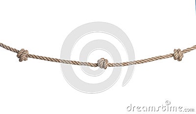 Cotton rope with knots on white Stock Photo